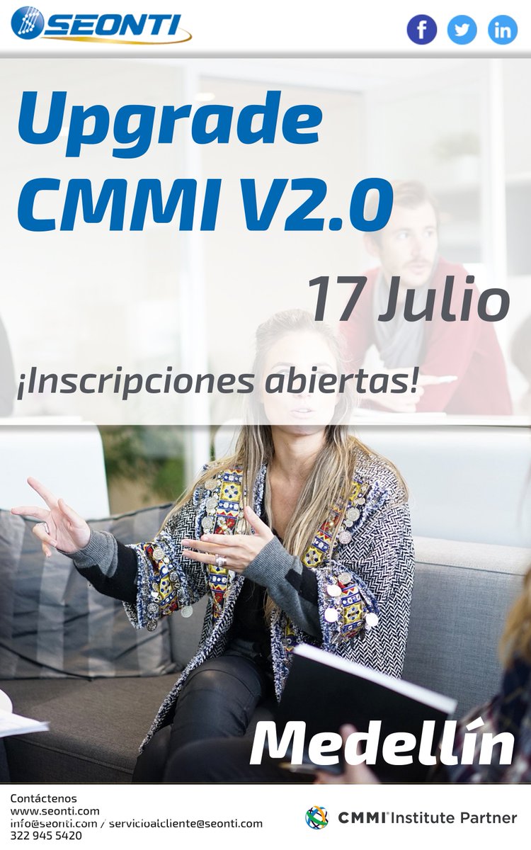 seonti's tweet photo. Transición a la versión 2.0 de #CMMI. Te invitamos a nuestro curso de #UPGRADE el próximo 17 de julio. #Medellín ¡Inscripciones abiertas! https://t.co/SaCBfz5mSm ✍️💻💯🤓 https://t.co/HMPihvW89Y