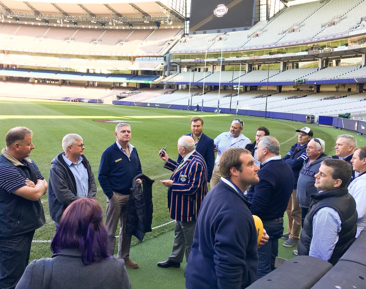 carrsseeds's tweet photo. @denispedler and Dougie are a long way from Cummins this arvo, at the @MCG with @heritageseeds for the Ultimate Footy Friday - inspecting the lush turf fit for @AFL (Premier 3 Ryegrass and couch grass, cut to 9.9mm) 👍 https://t.co/2Mq328ksL4