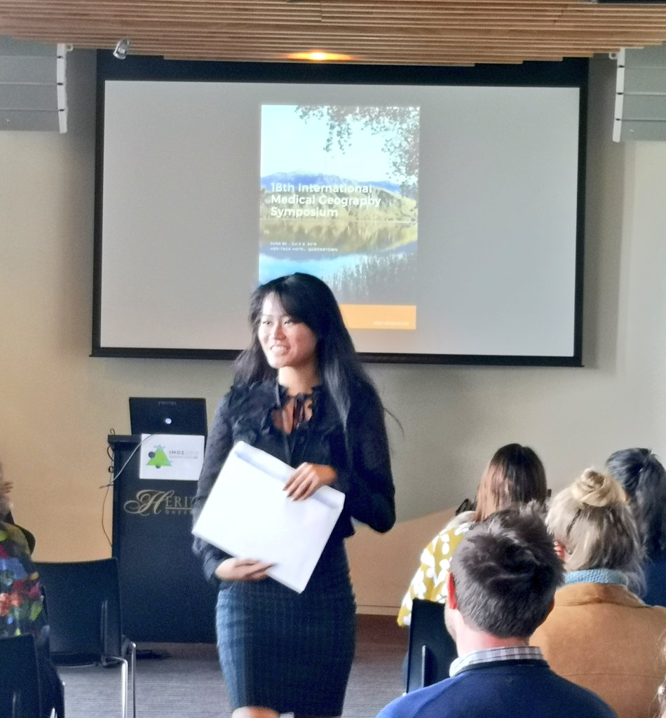 GeoHlthNetwork's tweet photo. Congrats to @DingRegina from @MacSGES on winning the #IMGS2019 graduate student award! #healthgeography @2019Imgs https://t.co/CsA7gGXD58