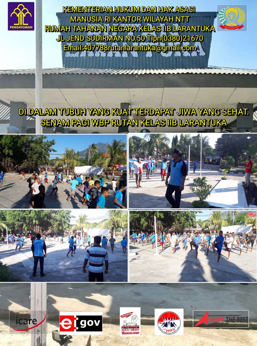 RLarantuka's tweet photo. Kegiatan senam pagi wbp rutan kelas IIB Larantuka
@nidubbudin @NewsKemenkumham @itjenkumham @DITJEN_PAS @LaolyYasonna @Kemenkumham_RI @Kemenkumham_NTT @Re_ezk @jokowi https://t.co/IzGLFGKLQg