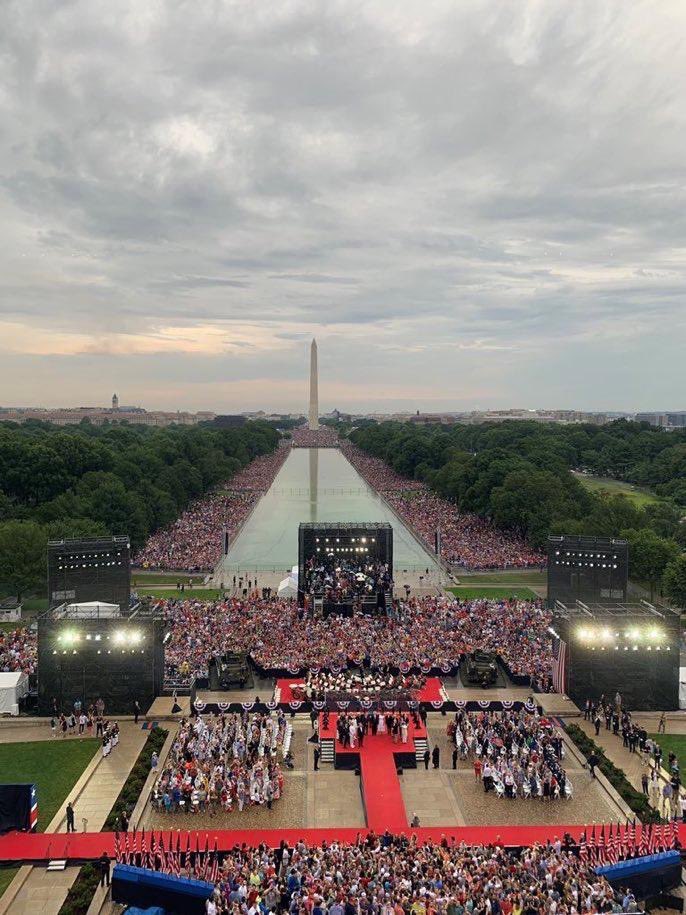 hodgetwins's tweet photo. Huge crowds for July 4th parade despite the rain in Washington DC! Leftists are tweeting bogus pics claiming horrible turnout. Why lie? #TrumpParade https://t.co/moAYHJ7Ekf