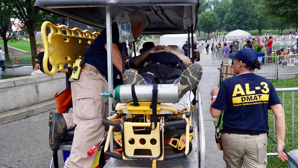 When crowds gathered for today's #IndependenceDay celebration, a man needed immediate medical care. Responders from the National Disaster Medical System sprang into action, stabilized the patient, and stayed with him as he was transported to an ambulance for additional care.