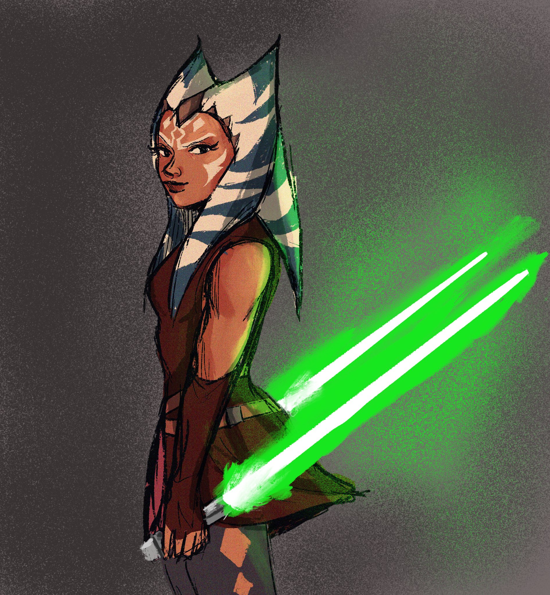 “i forgot to post this sketch of ahsoka even tho i dont rly like it” .