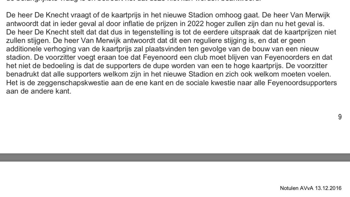 JandeKnecht1970's tweet photo. Uit de notulen van de AVvA 2016 , de beantwoording op de door mij gestelde vraag over prijsverhogingen in een eventueel nieuw stadion 💤 ! 

Hou dit vast hé , oktober 2019 zal het definitie seatingplan met bijhorende prijzen door #Feyenoord bekend gemaakt worden 🤥 https://t.co/PnQ9jG1jtW