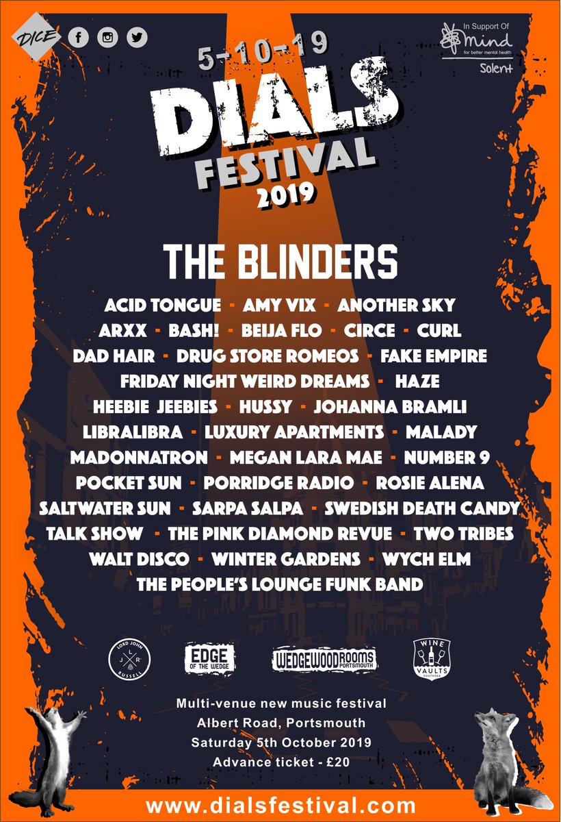 Added a whole bunch of favourites <a href="/DialsFestival/">Dials Festival</a> including <a href="/MadonnatronBand/">Madonnatron</a> <a href="/porridgeradio/">Porridge Radio</a> <a href="/SDeathCandy/">Swedish Death Candy</a> @waltdisco_  <a href="/acidtongue/">Foxcroft Titos</a> + loads more who all join the likes of @theblindersband <a href="/talkshowband/">talk show</a> <a href="/_Haaze_/">HaZe</a> <a href="/saltwater_sun/">𝘚𝘢𝘭𝘵𝘸𝘢𝘵𝘦𝘳 𝘚𝘶𝘯</a> <a href="/anotherskymusic/">Another Sky</a>.
Tickets:
dialsfestival.com
