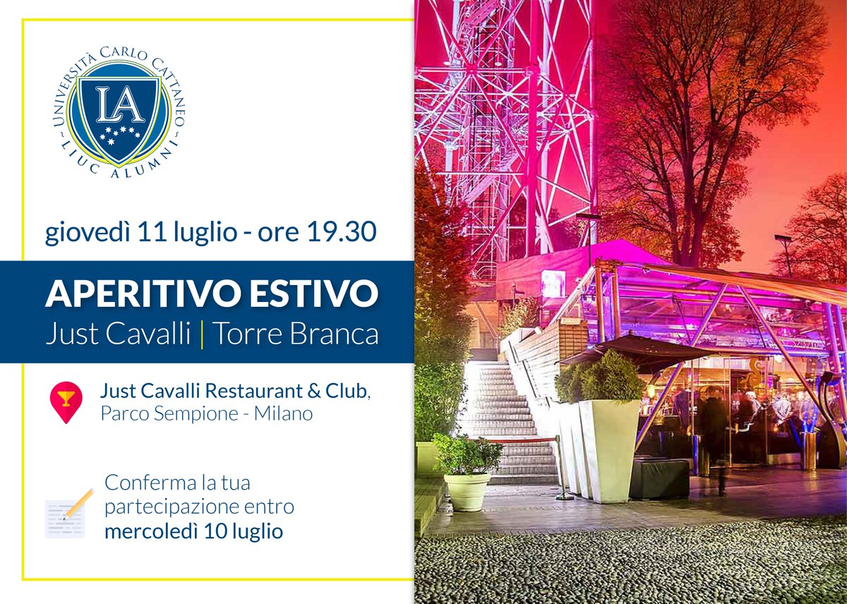 Non mancare giovedì 11 luglio per il nostro consueto appuntamento estivo! Un'occasione per salutarci prima delle vacanze estive, conoscerci meglio e scambiarci idee ed esperienze per sviluppare insieme i progetti futuri dell'Associazione. Iscriviti subito! liucalumni.it/eventi/aperiti…