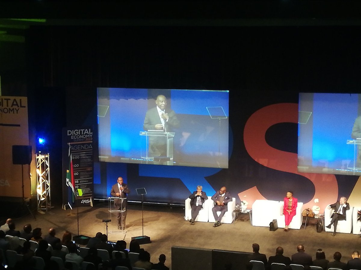 EngineerITNews's tweet photo. Pres. Ramaphosa at the #4IRSA Digital Economy Summit: "We have historically been late bloomers, and now it's time for us to be early adopters. We are a great nation of dreamers, now it is time to be doers". #technology #southafrica #Industry40 https://t.co/SVgY44UB0y