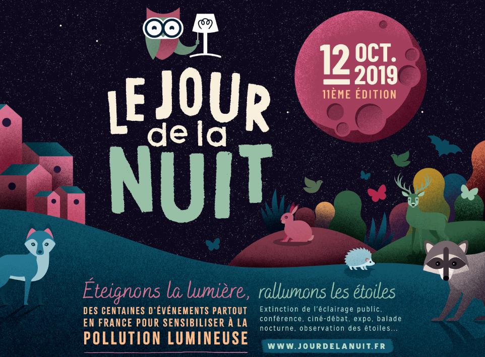 Cette année le Jour de la Nuit se tiendra le 12 octobre, sous une Lune presque pleine.
Rendez-vous sur jourdelanuit.fr pour inscrire vos événements.
On vous attend nombreux pour fêter la nuit... sans pollution lumineuse 🤩