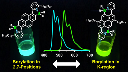 ChemEurJ's tweet photo. F. Jaekle and co-workers report in their #hotpaper on the #optoelectronic properties of B-N Lewis pair-functionalized #pyrenes @RutgersU @Rutgers_Newark @Rutgers_Chem https://t.co/DMu3jV5SIU https://t.co/G0ivJ2vmls