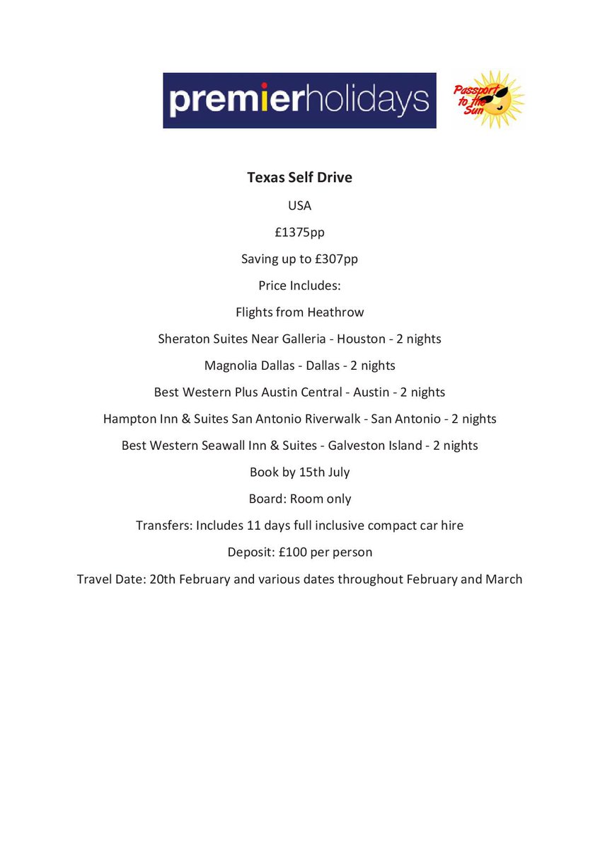 Texas Fly Drive Offer