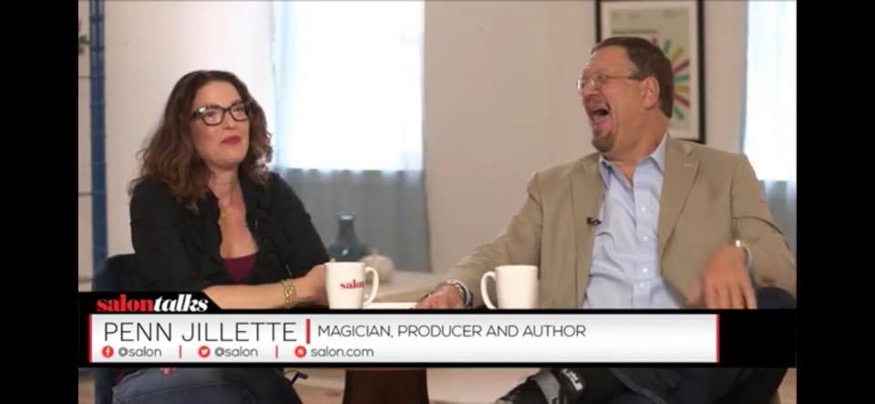 AlliJoseph's tweet photo. Love this guy and the conversation we had. @pennjillette is a philosopher-poet-magician. When he shares population and ed stats to support that the world is actually improving, I really wanna believe him. #uhohitsmagic #PennJillette #FOOLUS #PennandTeller https://t.co/I9sAfd9RuK https://t.co/BVtnnlt4aT