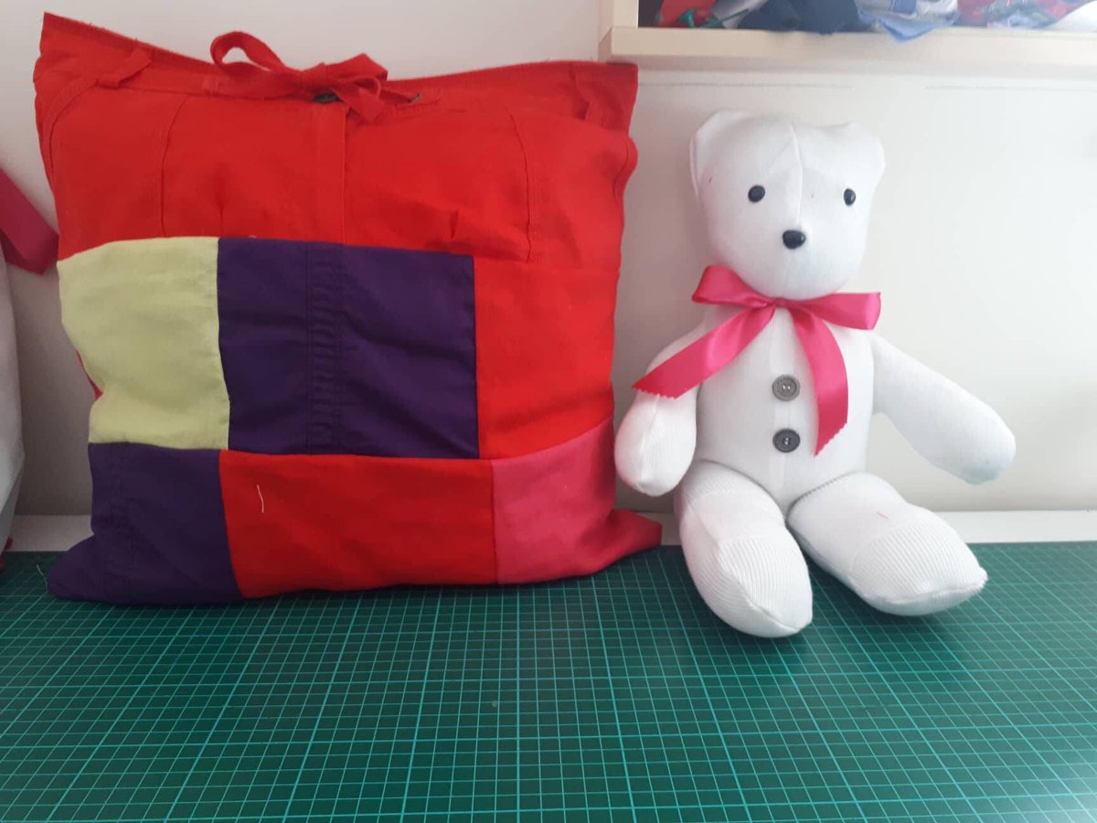 memorybears_uk's tweet image. Memory bears made from a mums trousers and cardigan