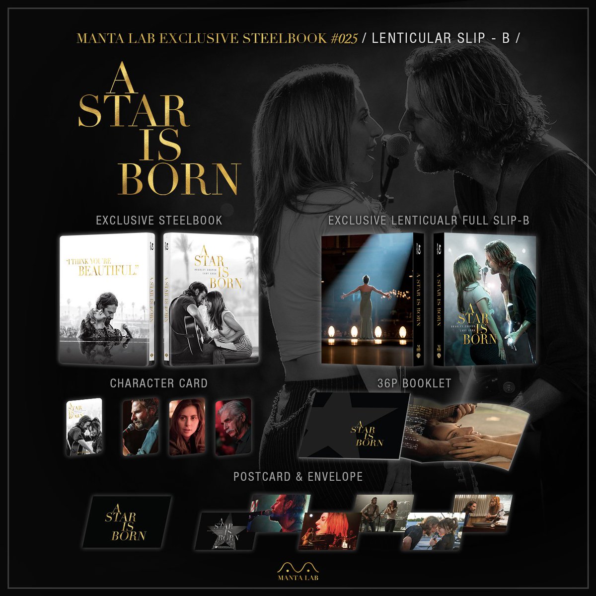[ME#25] A Star is Born Manta Lab Exclusive Steelbook will pre-order next Friday at 8PM, July 12th, 2019. See you soon :). #mantalab #astarisborn #steelbook