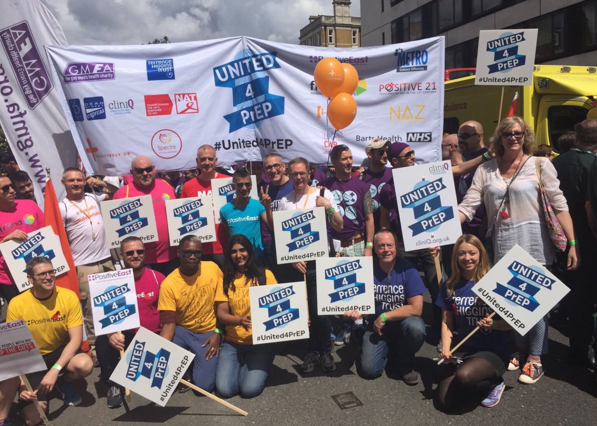 Matthew_Hodson's tweet photo. Me at #Pride 2016.
A range of #HIV & #LGBT health organisations agreed to march together as #United4PrEP.
Since then #Wales and #Scotland offer #PrEP but #England lags, and people have acquired #HIV while trying to get on the trial. https://t.co/xlYQhngQk5