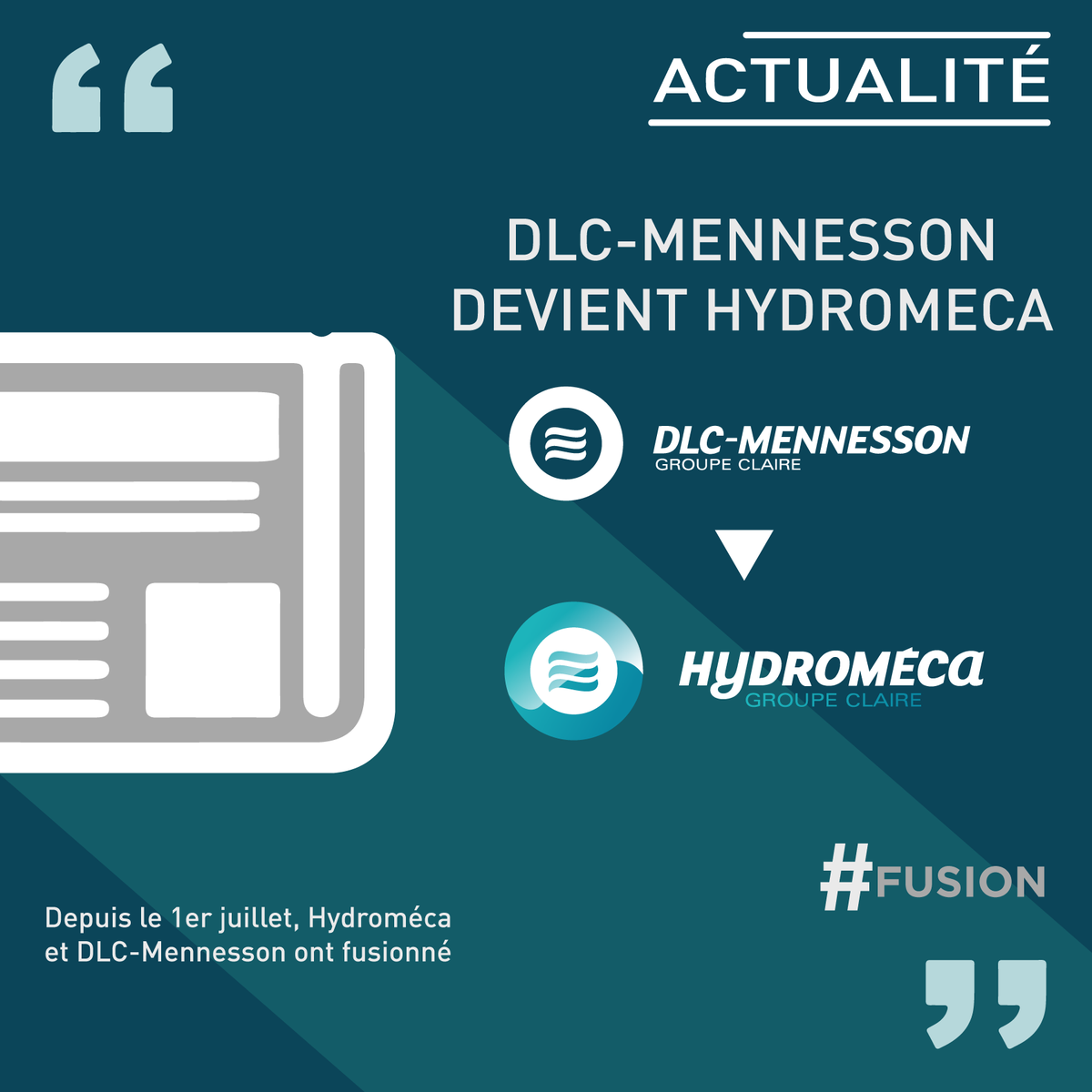 Hydromeca's tweet photo. Le saviez-vous ❓ Depuis le 1er juillet, Hydroméca et DLC-Mennesson ont fusionné sous le nom d'Hydroméca. + d'infos sur notre site : https://t.co/6lxAyGOwoa #nouveaute #fusion @DLC_Mennesson @GroupeClaire https://t.co/SQGkiNa8Lg
