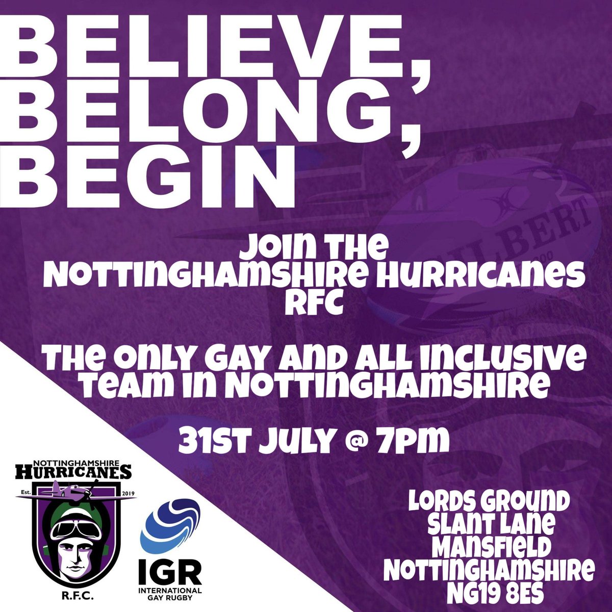 HurricanesNotts's tweet photo. Join the first and only Gay and inclusive rugby club in Nottinghamshire!
#TrySomethingNew #trywithpride #Hurricanes #AllInclusive #IGR #RFU #LGBT #RugbyWorldCup https://t.co/3RH6Gm9QVN