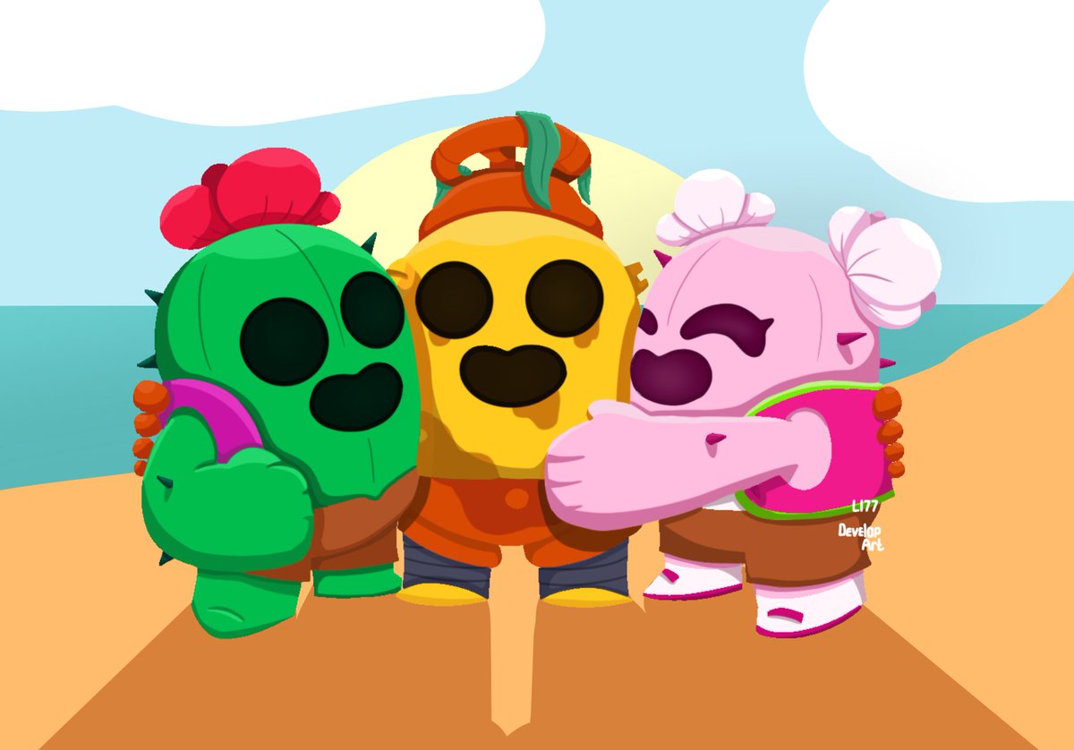 Cactus family Collab with @Developart1 #BrawlStars #fanart.