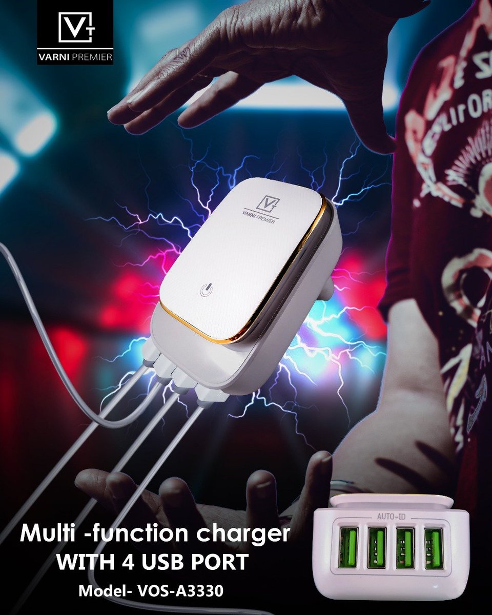 VarniTechnology's tweet photo. Introducing the all new #VARNipremier VOS-A3330
Multi-functional Charger with 4 USB Port
#VARNipremier- Makes life easy 
Go Grab this amazing product 

#varni#varnipremier#multifunctional#easylife#best#charger#USB#port#new#unique https://t.co/1gFTAVNQpp