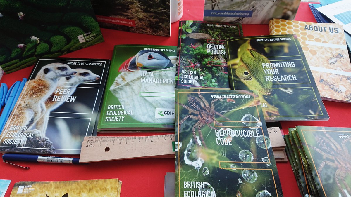 FunEcology's tweet photo. Last day of #SEBAMM! Last chance to come by the @BritishEcolSoc stand for info on grants, membership, publications and #drawyourstudyorganism! Also last copies of the #BESguides to #reproduciblecode, #gettingpublished, #peerreview, #datamanagement & #promotingyourresearch! https://t.co/1UfUbK2MTT
