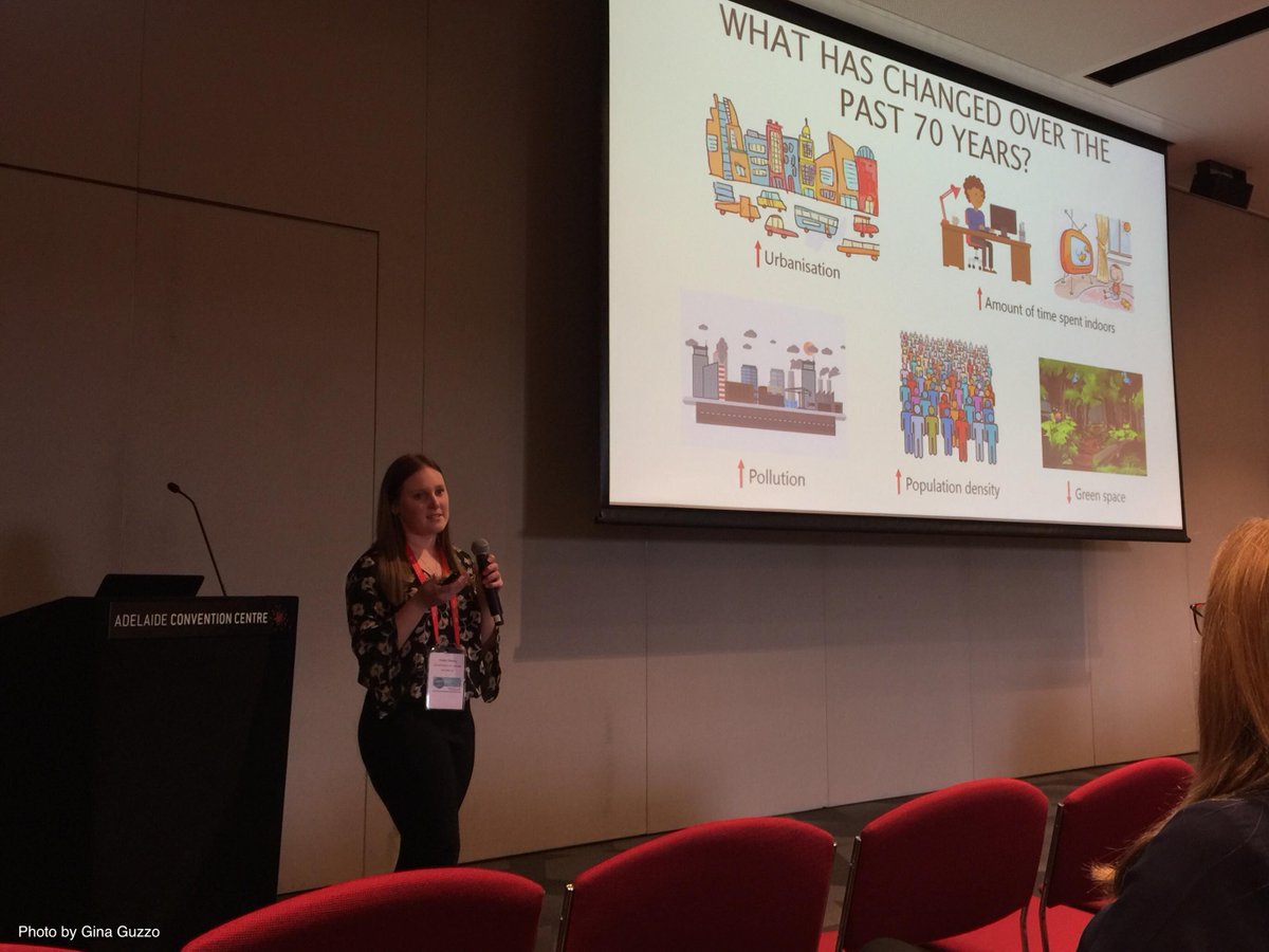 ACAD_Research_'s tweet photo. . @CaitlinASelway presenting her work on #MicrobiomeRewilding and the transfer of #environmental #microbes to humans at #2019ASM last week. Congratulations on a fascinating talk, Caitlin! #microbiome #microbiota @AUSSOCMIC @lsweyrich @MicroRewilding https://t.co/f0Ek6pUFll