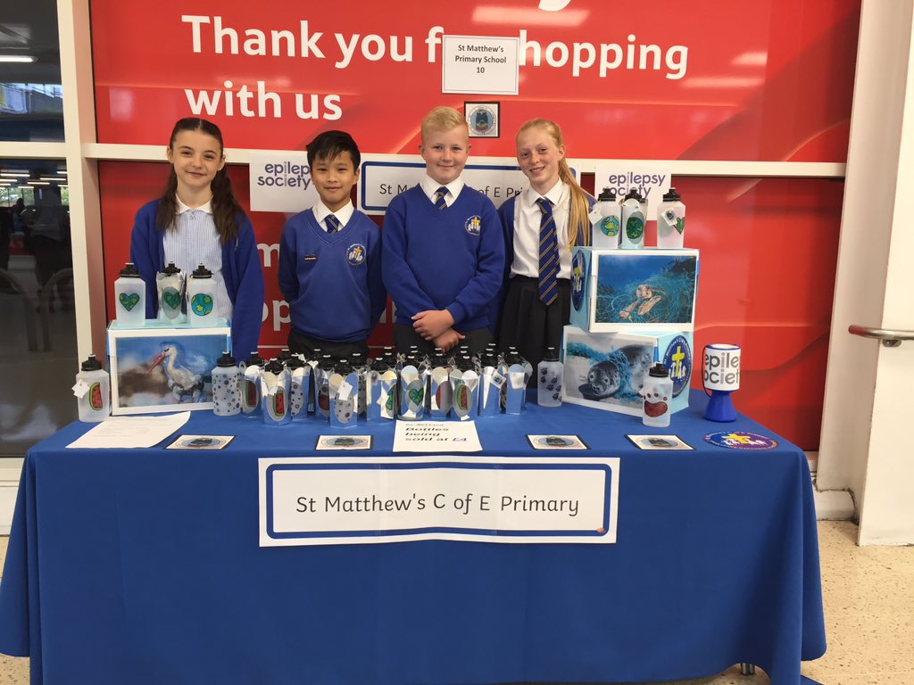 All ready for a day of sales. Year 6 business challenge. At Tesco Huddersfield Rd. In aid of Epilepsy society.