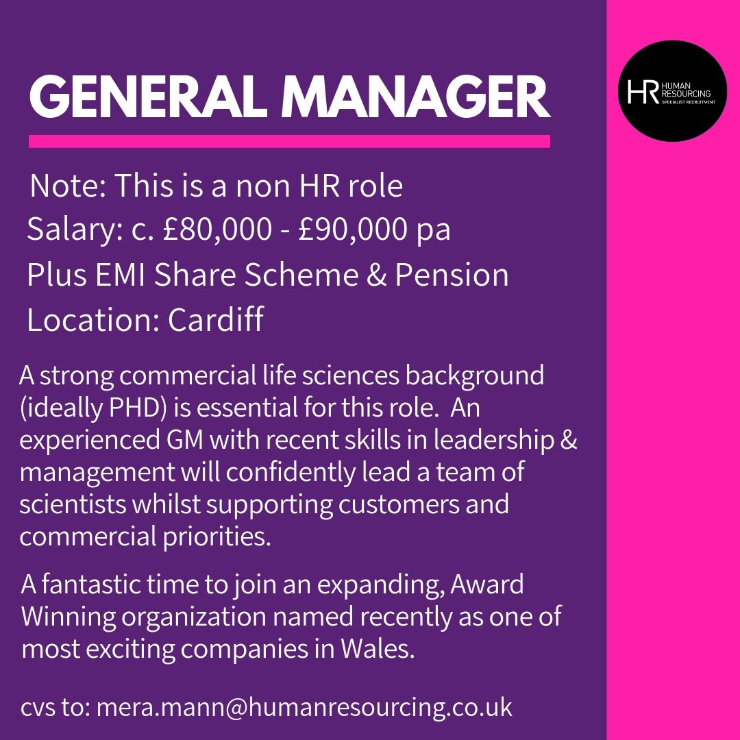 hr_resourcing's tweet photo. We have an #Executive role at an Award Winning Company!
This is a non HR Role & requires a strong commercial #lifesciences background. For further details please contact Mera and we would be grateful if you could share this to your networks!
#Hiring #GeneralManager #ExecutiveRole https://t.co/VSJ4nQ9w7i