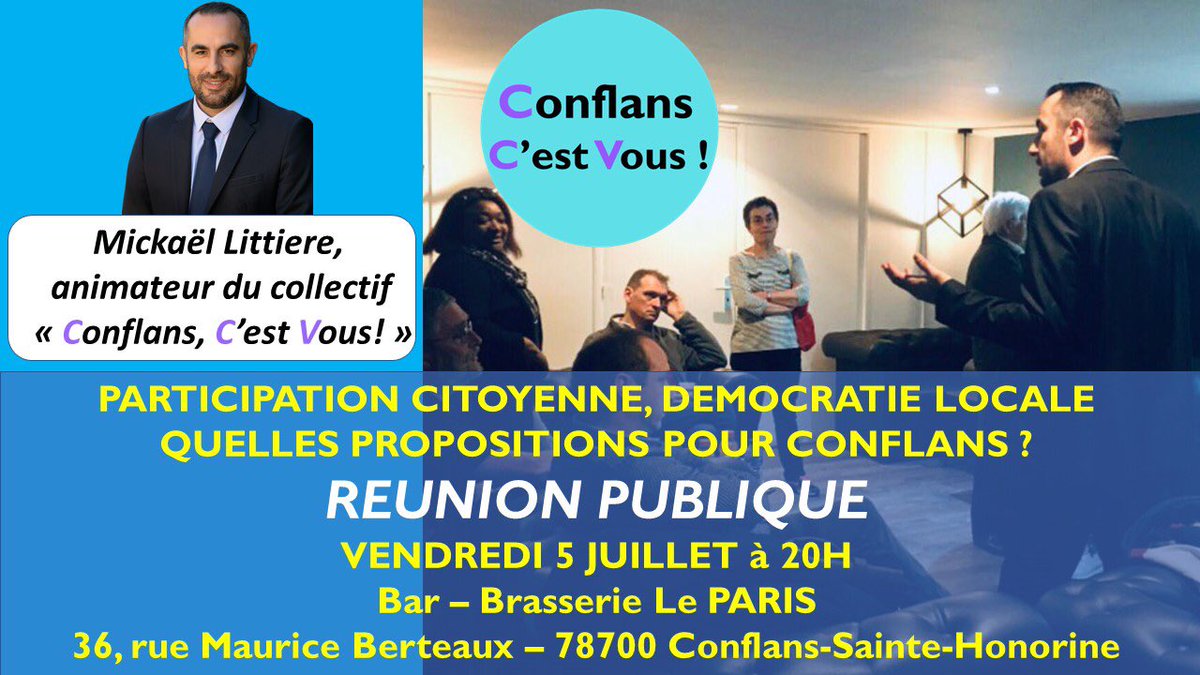 Ce soir, réunion atelier sur le thème de la démocratie participative locale.
Quelles solutions pour Conflans?