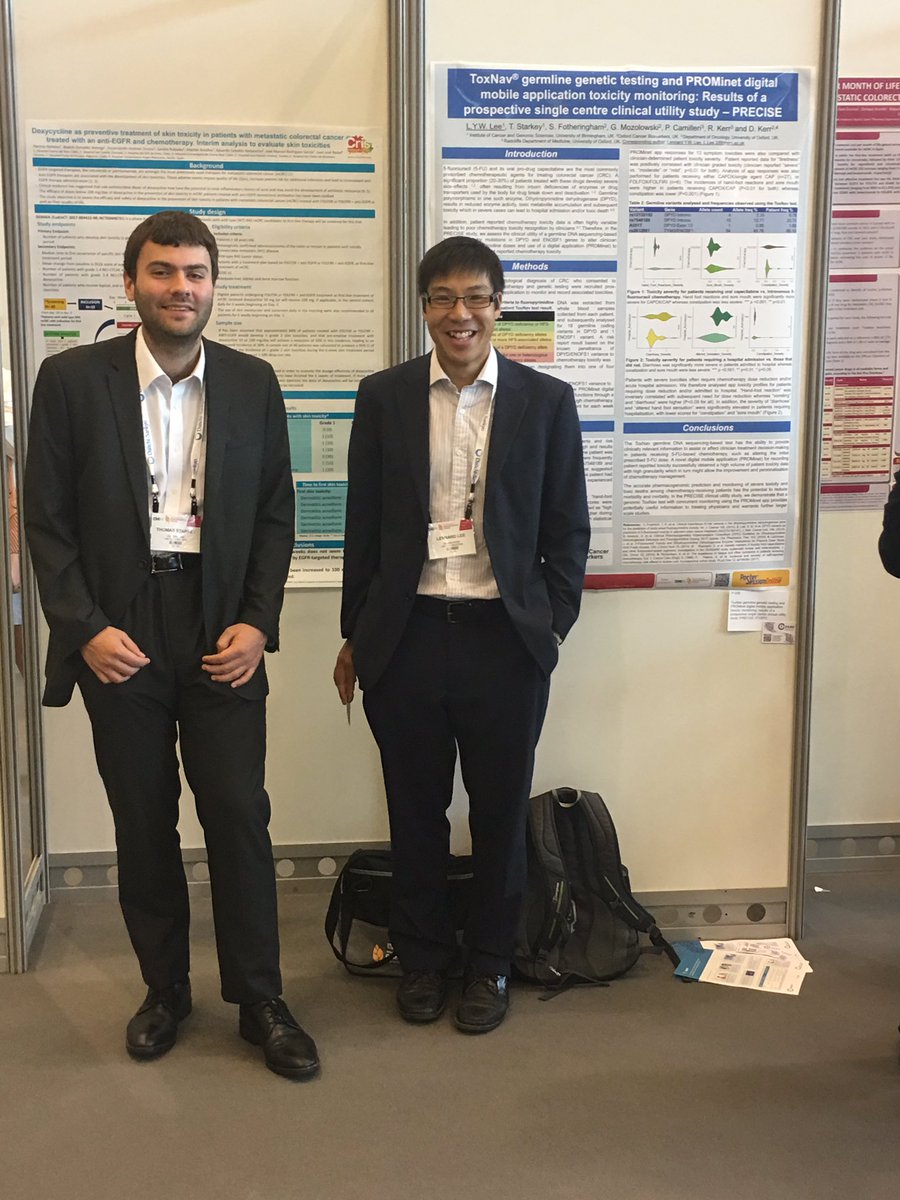 OCBiomarkers's tweet photo. #WorldGI2019 Lead author Dr Lee and Tom Starkey present their poster about #ToxNav for #DPYD testing with 19SNPs in the PRECISE utility study @OCBiomarkers @OUHospitals https://t.co/CGPf27QqeI