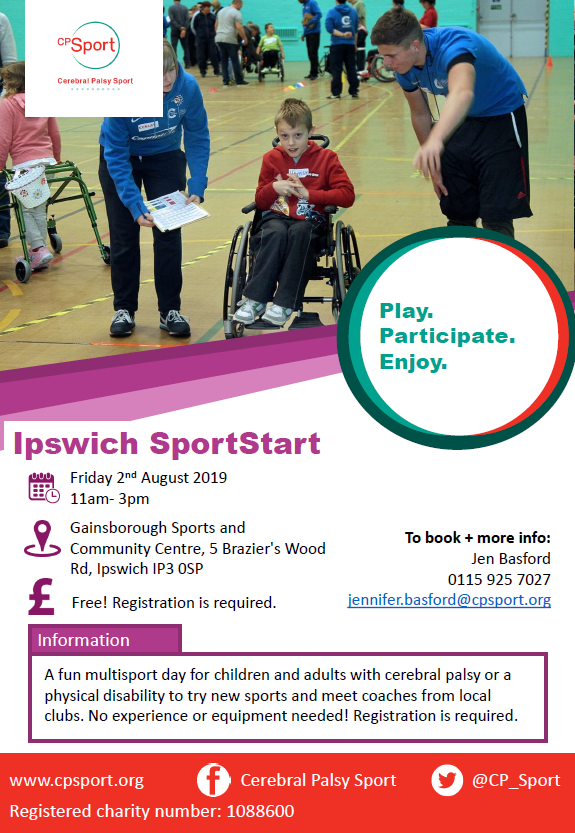IpswichFit's tweet photo. We are working with CP Sport to run an exciting afternoon of disability sport this summer for all ages and disabilities. Book your place now!
 @Active_Suffolk  @SCODP @Project21uk @suffolkcarers @GBWRNews @ESNEFT @activitiesunltd @thehive2015 @AutismAnglia @BritBlindSport https://t.co/mwuiBrat3t