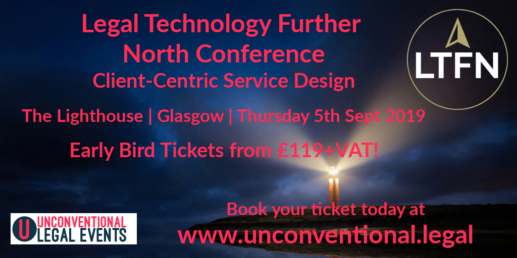 Join us for the Legal Technology Further North Conference in Glasgow on 5th Sept! Early Bird Tickets only £119+VAT! #lawtech #legaltech #legalInnovation dlvr.it/R7sW7B