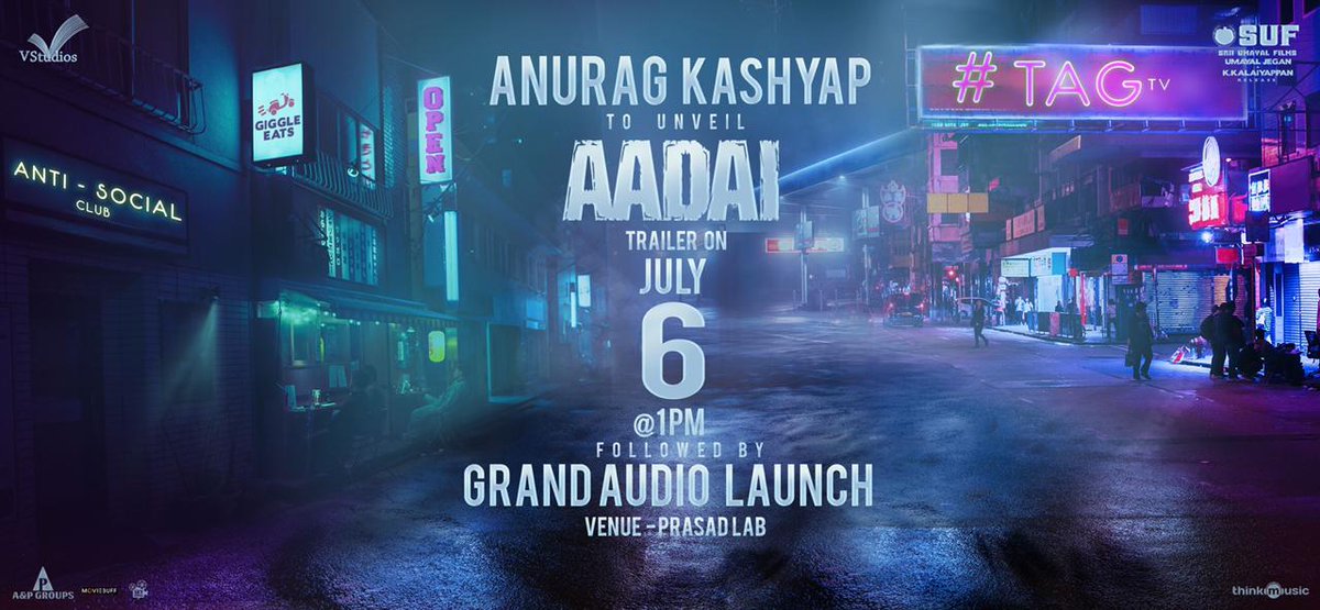 It is going to be Triple Treat for Music and Movie Buffs Tomorrow. #AadaiTrailer , #AadaiAudioLaunch followed by #AadaiVideosingle. Its going be a Looong weekend. ROCK, METAL, TRANS ! what more. @Amala_ams 💃and @thisisoorka🎸 is coming for you. @pradeepvijay @thinkmusicindia