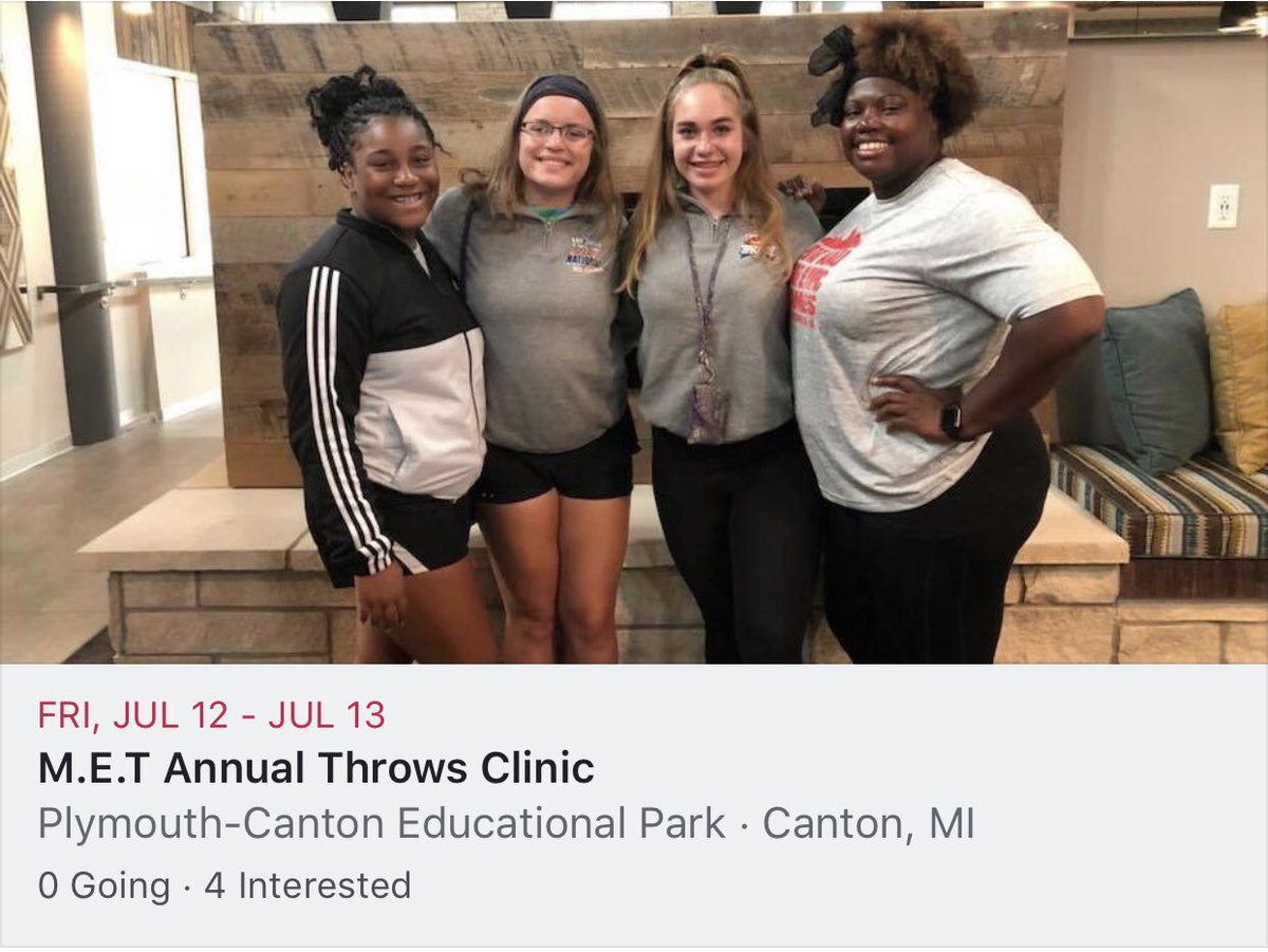 EliteThrowsClub's tweet photo. There’s still time to register for our annual throws clinic....learn from top collegiate athletes as well as a D1 and D2 throws coach....ages 7 and up message us to register 💪🏾💪🏾💪🏾🙌🏾🙌🏾🙌🏾🙌🏾 #throwsfam #throwers https://t.co/dLZGyD74Vv