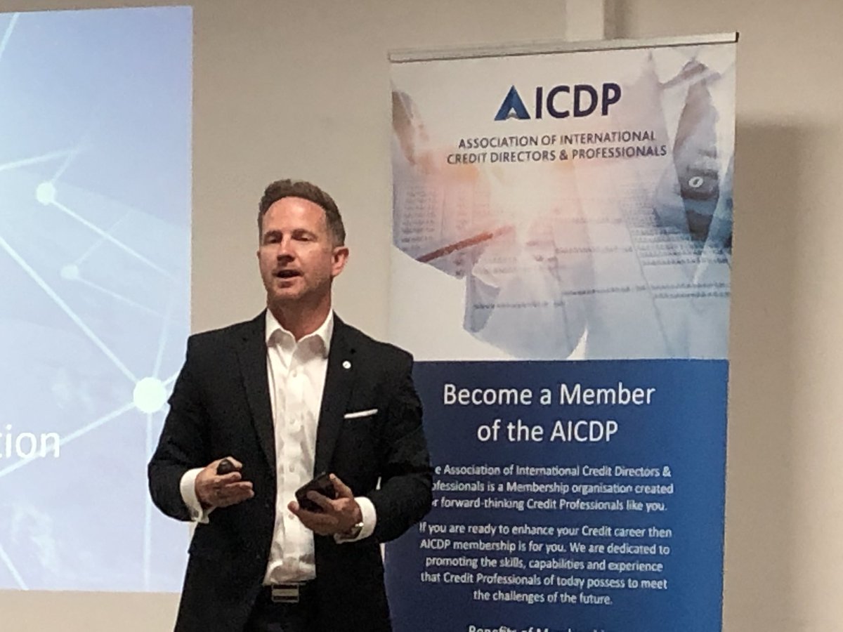 AICDPGlobal's tweet photo. A very warm welcome to our new AICDP UK Group Sponsor, Dan Hancock from @CoCredo who is talking all about #Creditdata #creditprofessional #creditrisk https://t.co/CB5jEue8Mb