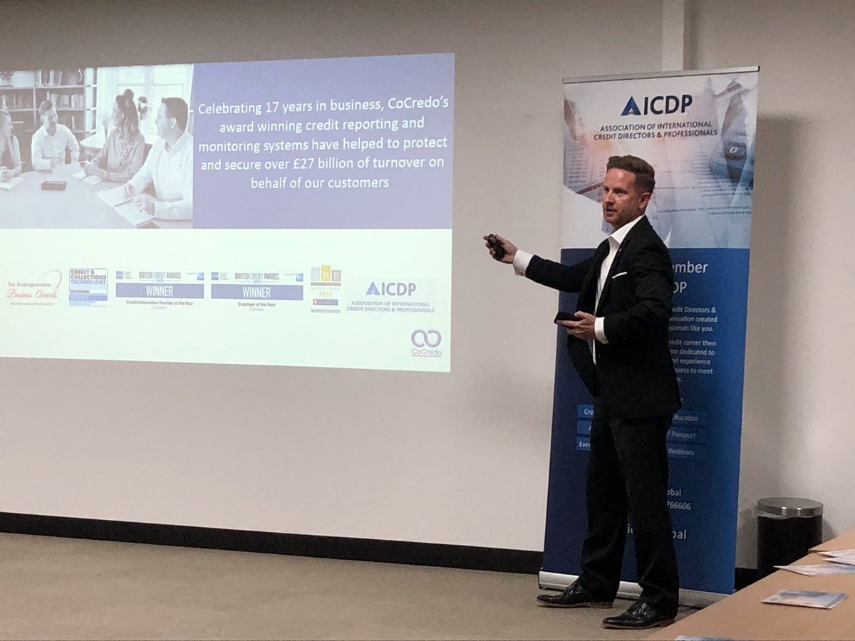AICDPGlobal's tweet photo. A very warm welcome to our new AICDP UK Group Sponsor, Dan Hancock from @CoCredo who is talking all about #Creditdata #creditprofessional #creditrisk https://t.co/CB5jEue8Mb