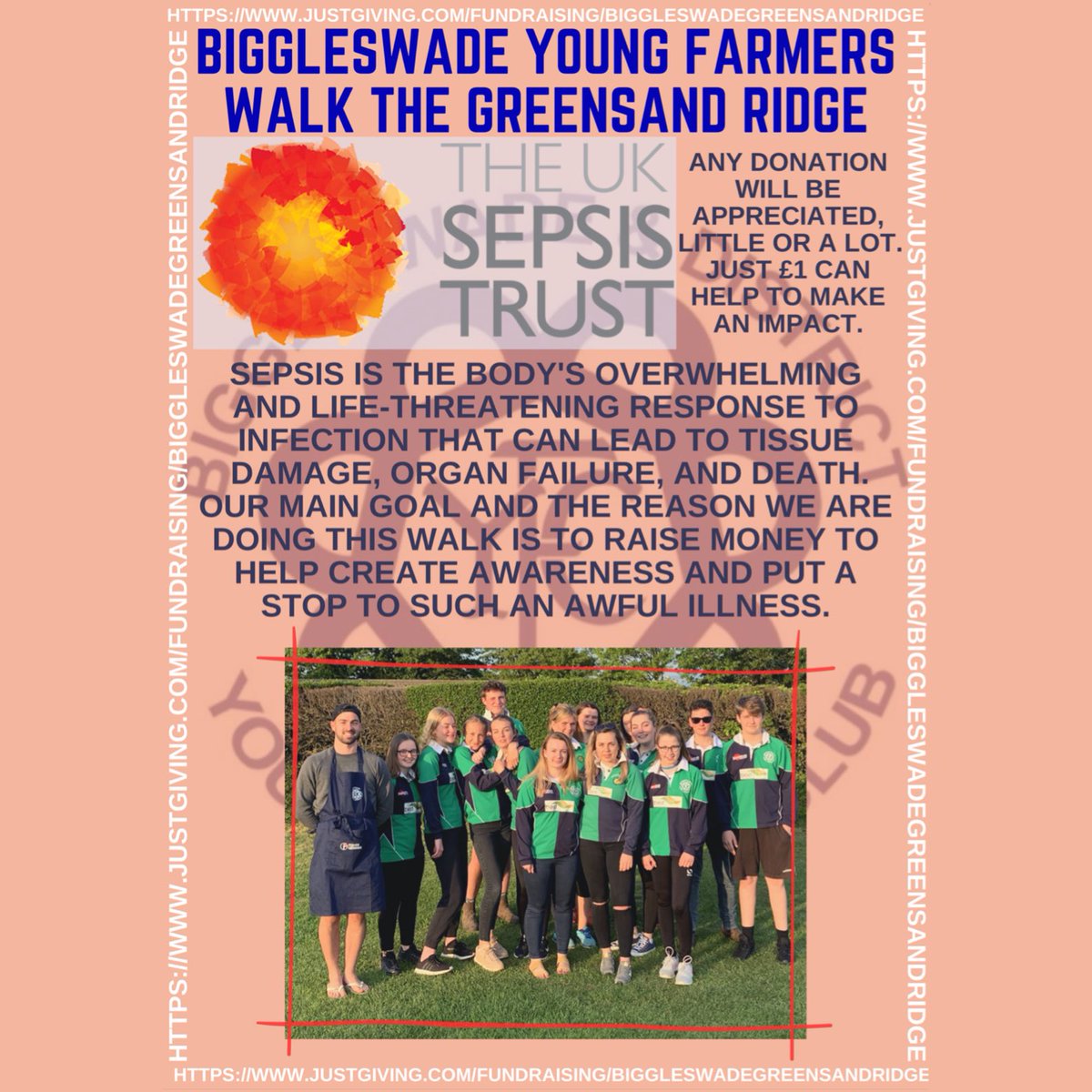BiggleswadeYfc's tweet photo. Less than 24 hours till Biggleswade Young Farmers hit the paths of the Greensands Ridge! 
Don’t forget to keep sharing and donating, thank you everyone that has donated so far, find the link for the just giving page in our bio. https://t.co/hJpj8DkIEr