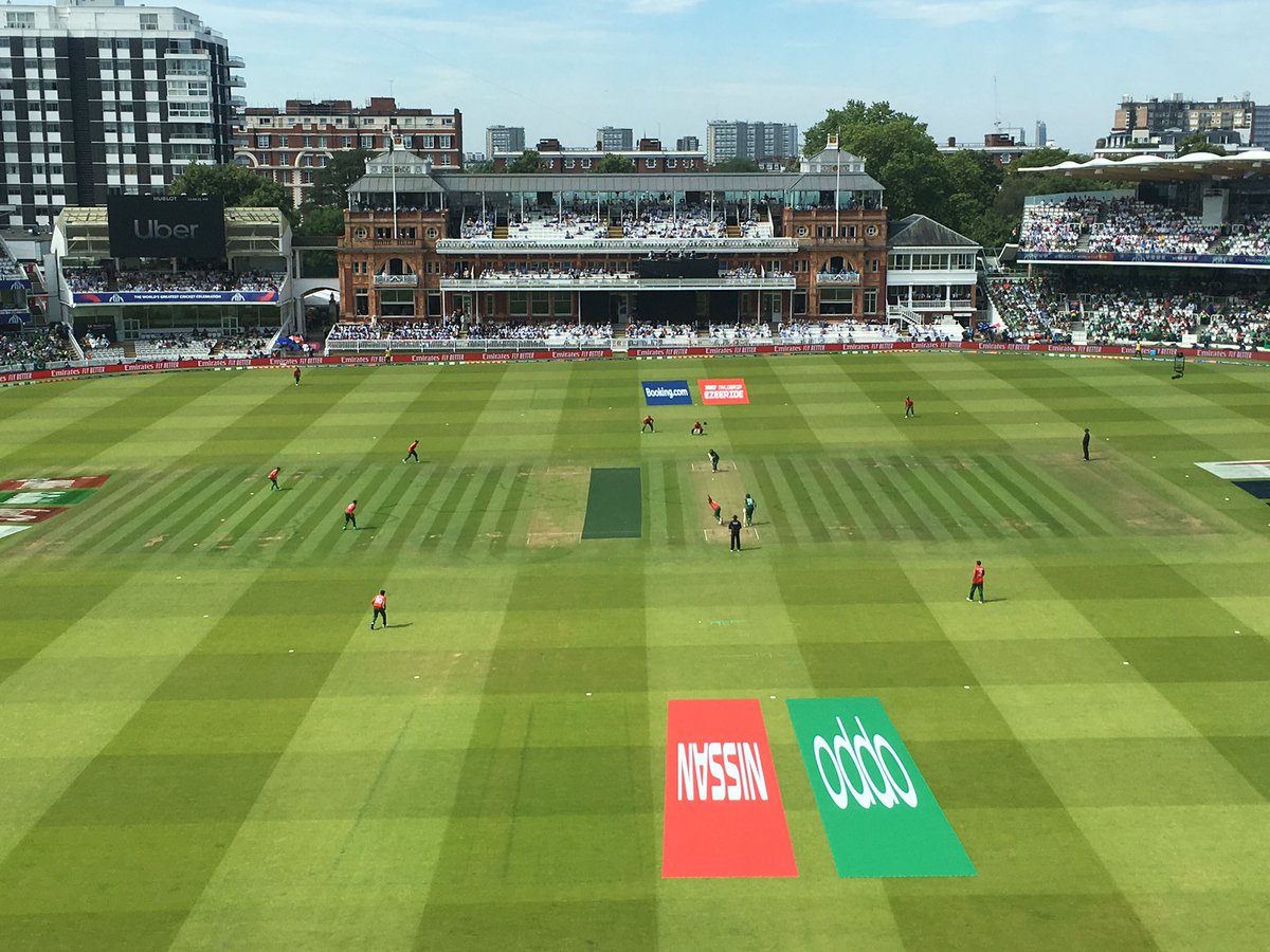 NikeshRughani's tweet photo. It might turn out to be a dead game. But it’s always good to be back at Lord’s in the ☀️ #cwc19 #PAKvBAN #BANvPAK #cricket #pakistan #bangladesh #sun #tradition @HomeOfCricket https://t.co/hcjUIxYbiw