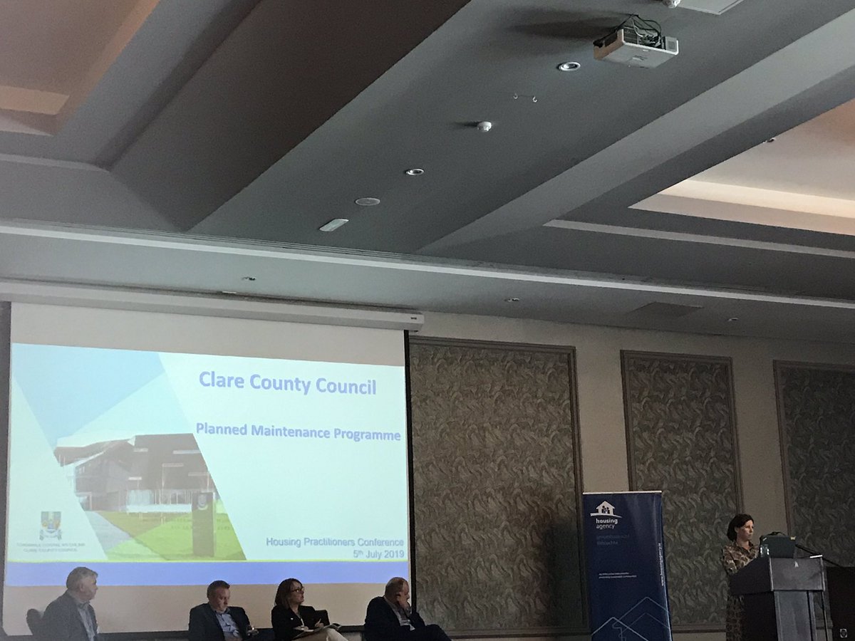 Siobhan McNulty @ClareCoCo presenting on the local authority’s planned maintenance programme at today’s Housing Practitioners Conference #HousingPractitioners2019 #ClareCountyCouncil #RebuildingIreland