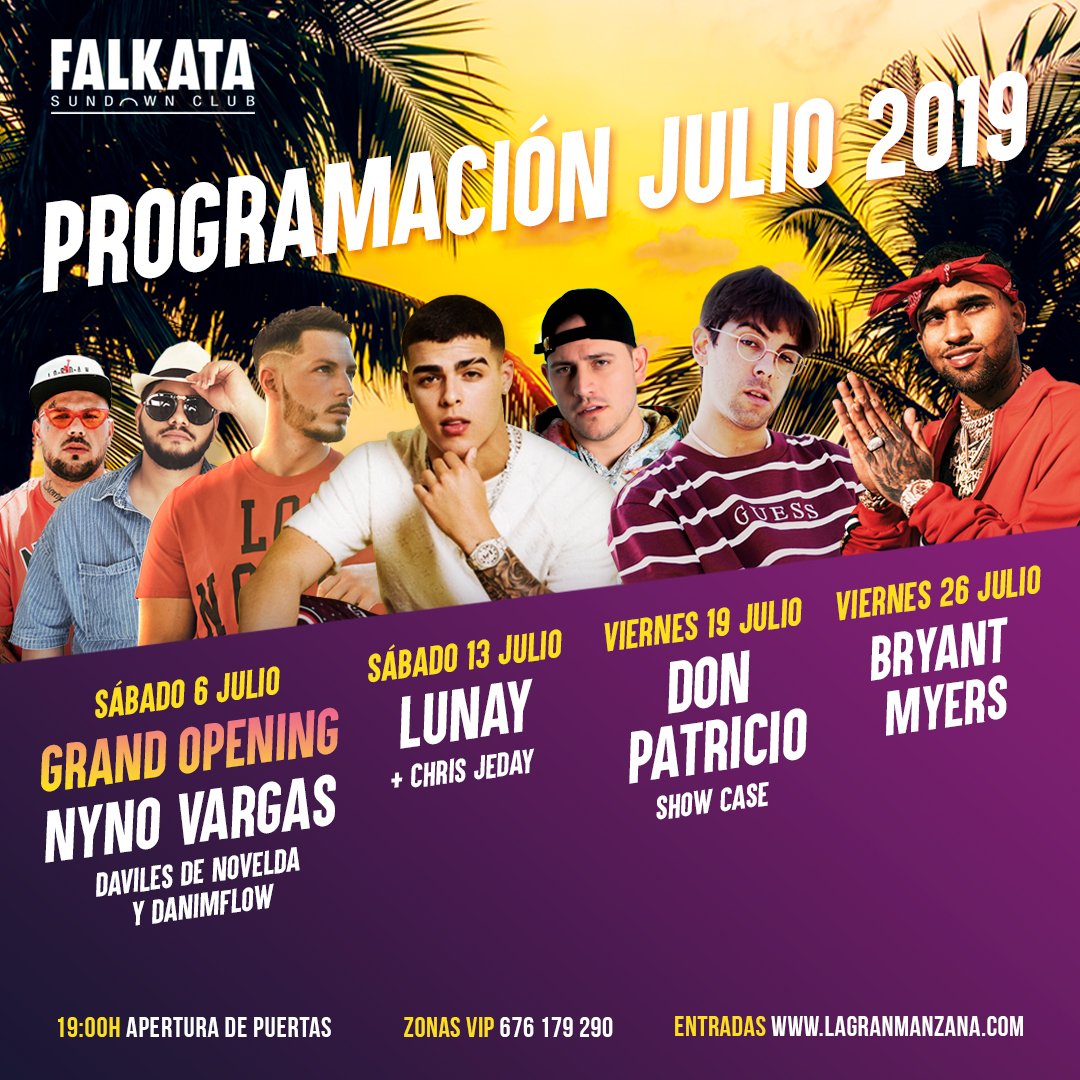 En julio, tus mejores planes están en Falkata Sundown 🌅:
📆 6, 13, 19 y 26 de julio los mejores artistas nos visitan, y no podéis faltar. ¡Os esperamos a todos y todas para disfrutar de los mejores momentos del verano!

#Falkata #Playa #Gandia #Valencia
#LaGranManzana