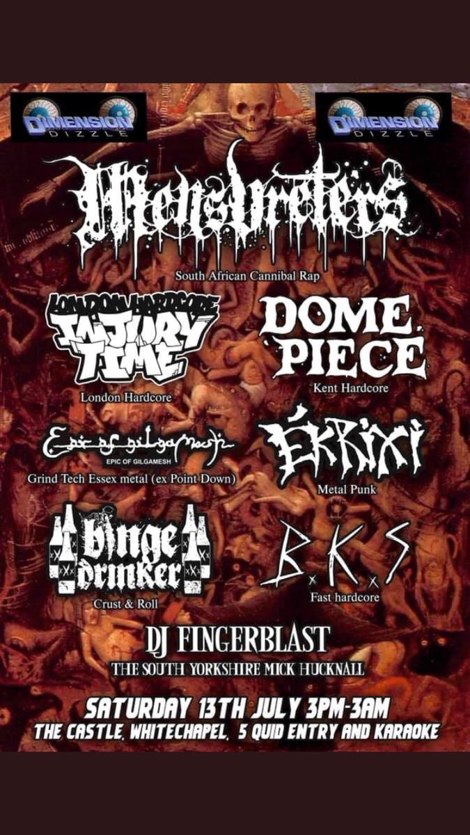 Gigs in London this month playing alongside such luminaries as Mensvreters, Justice Yeldham and DJ Fingerblast 😈