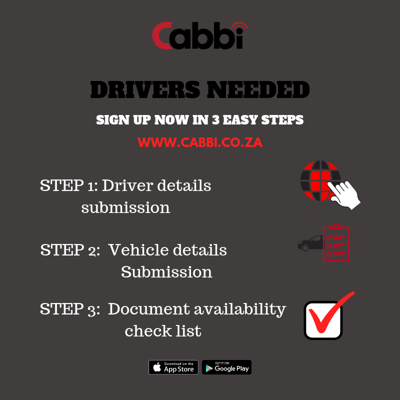 Cabbi_SA's tweet photo. Drivers needed, remember to sign up as a Cabbi driver and get a same day activation.

Visit https://t.co/JinfWUsfiF to register as a driver. https://t.co/UvSvQ5jLpJ