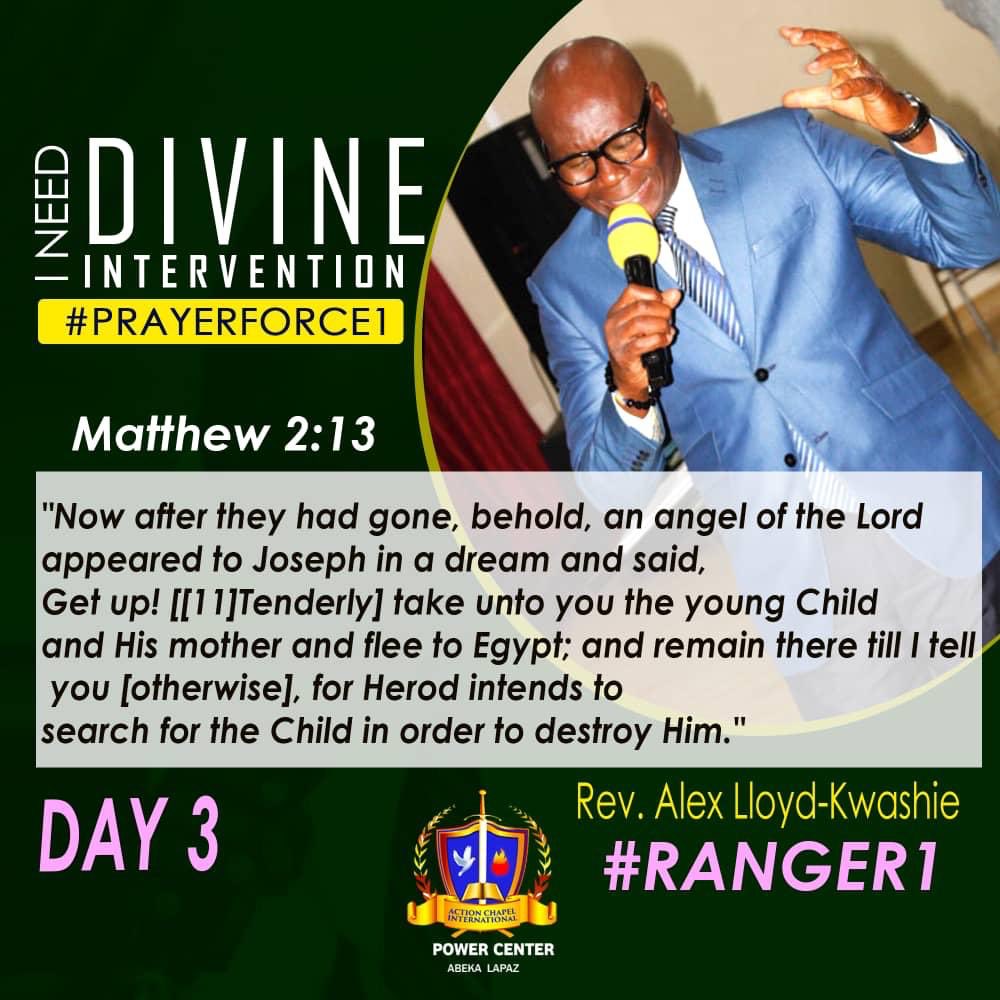 ACI_Abeka's tweet photo. It’s day 3 and the last day of our #prayerandfasting on the theme “I NEED DIVINE INTERVENTION” come an let’s join our forces in payer this evening. One will put a 1,000 to flight but two will put 10,000 to flight. #prayerforce1 #Ranger1 🔥🔥🔥🙏🏽 https://t.co/rXvMlOVEqA