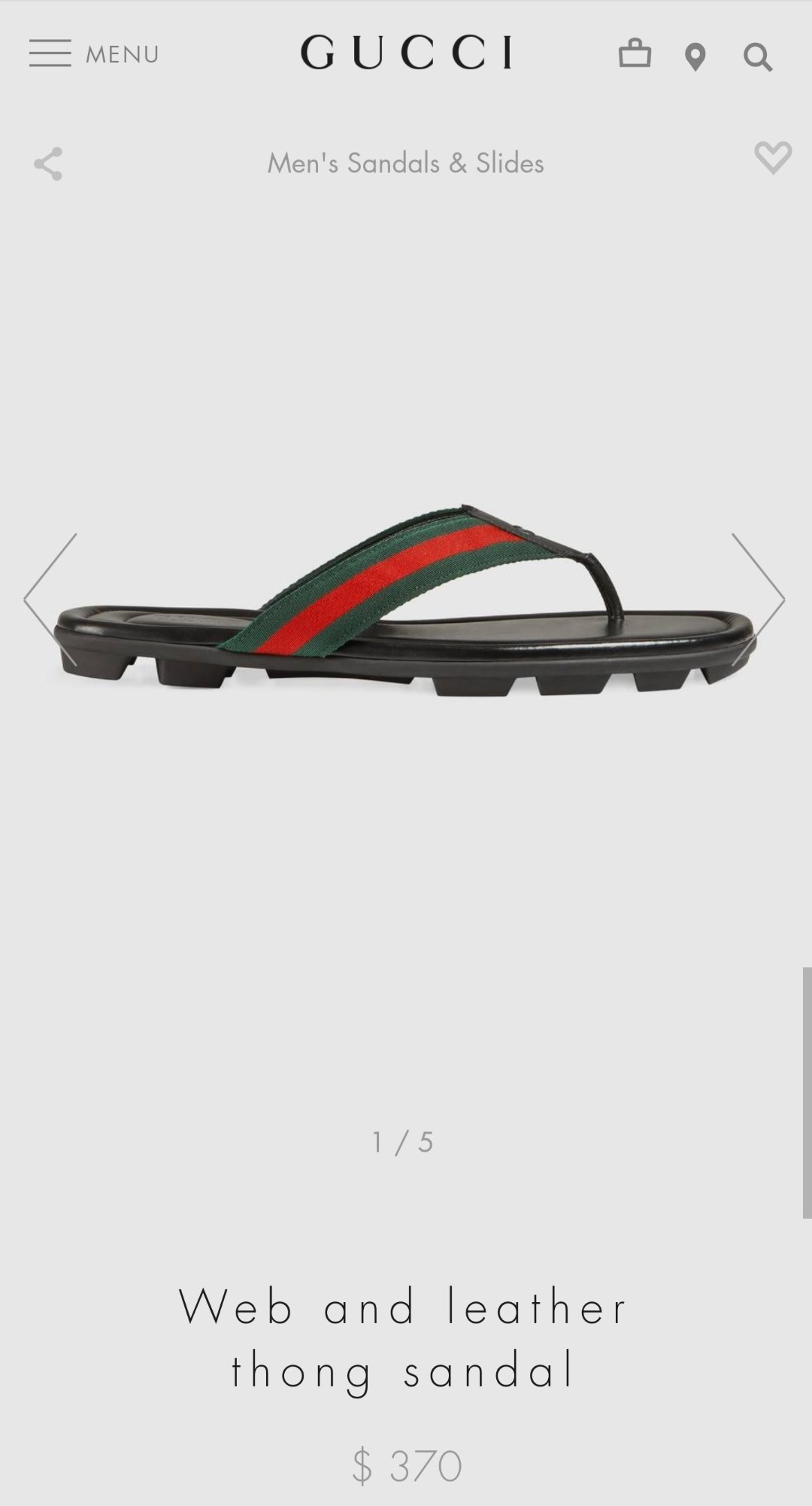 gucci web and leather thong sandal