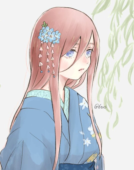 ごめん　ねて太🍠さんがTwitterに投稿した中野三玖(五等分の花嫁)のイラスト。