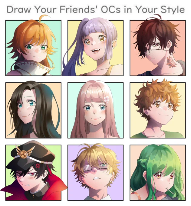 It's done!
OCs belong to; @TheDorkyPants  @meruicchi  @merakichii  @visardist  @IgzeAethelwine   @Tadomi_  @kohakuseto  @sharonnnator  and @lolnanii 
Thank you for all the replies, couldn't draw all of them so sorry ;w;  If anyone wants high quality picture of their OC, DM me! ? 
