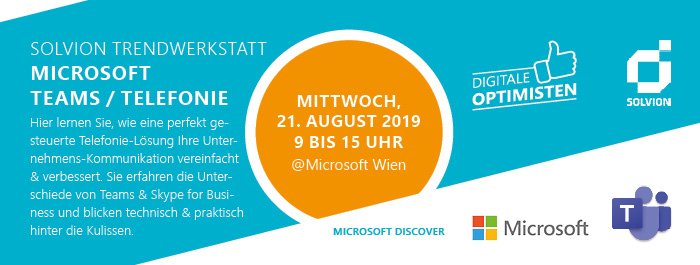 Wir laden zur nächsten Trendwerkstatt ein! Fokus diesmal: Telefonie mit Microsoft Teams mit <a href="/ejmurgg/">Ewald Murgg</a>. Kostenlose Anmeldungen sind ab sofort möglich: lnkd.in/dSb43GW #digitaleoptimisten #solvion #MicrosoftDiscover