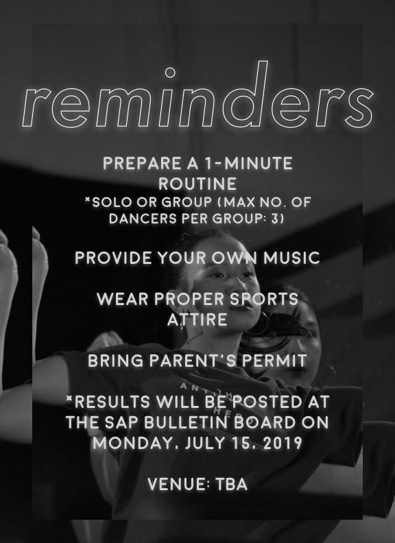 SHSAglaia's tweet photo. Dance in the glory of God and be part of our family! 🔥

Show us your best dance moves this Thursday and Friday (July 11 &amp; 12) in this year's Dance club auditions. Check the posters below for further details. Contact Carla Cabel and Chayana Alcazar for inquiries. See yall there!! https://t.co/1QwhrMYcd2