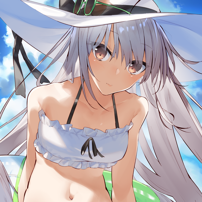 メロンブックス様にて開催されている「コミックマーケット96カタログ&amp;リストバンド発売記念 超!!同人感謝フェア」のイラストを描かせていただきましたー! 夏の日差しが眩しい白髪ちゃんです 