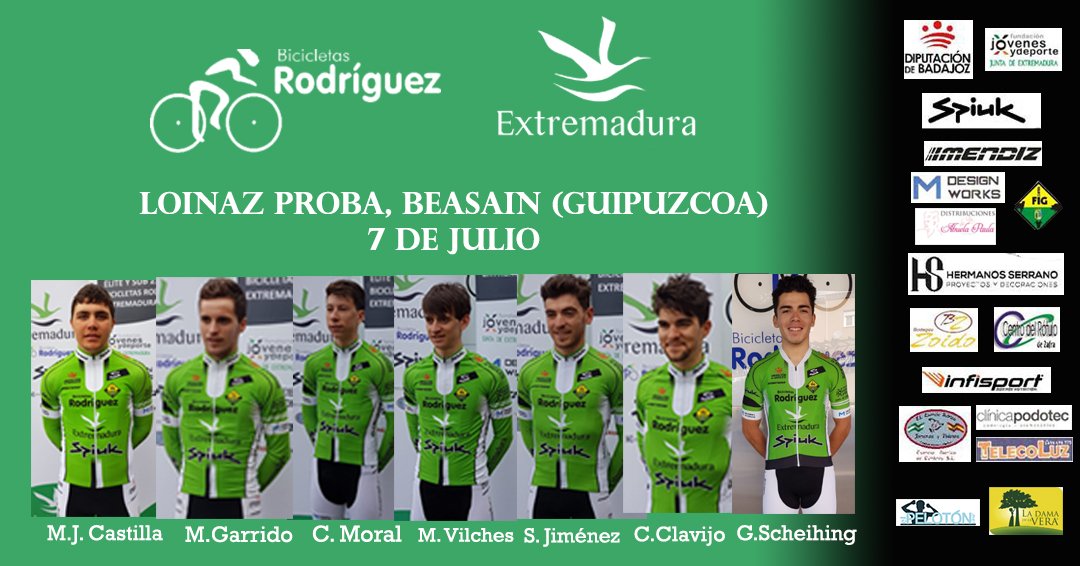 TeamExtremadura's tweet photo. Este domingo siete corredores del equipo patrocinado por la Fundación  Jóvenes y Deporte se enfrentan a la mítica prueba guipuzcoana.

Extremadura Pedalea: La Loinaz Proba de Beasain recupera el calendario competitivo del Bicicletas Rodriguez Extremadura: https://t.co/hG21tLzVRI https://t.co/WzszRz7KVI