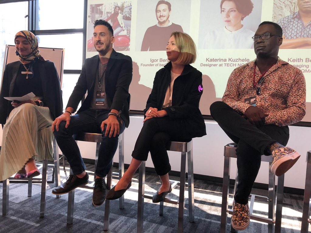 Our designer Katerina during the Fashion Tech panel at Business of Fashion conference #sfwmontreal #FashionTech