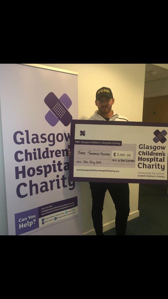 Charity Donation from the B33 Cup to <a href="/GCH_Charity/">Glasgow Children's Hospital Charity</a> made by winning team captain <a href="/TMT_5s/">TMT Futsal Club</a> 🙌🏻🙌🏻